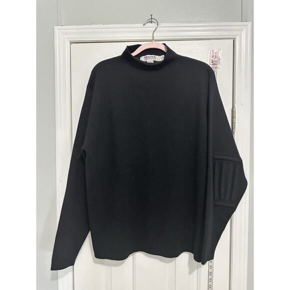Nautica Competition Unisex Black Mock Wool Elbow Patch Size Large Sweater - Picture 4 of 11